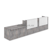 1КРС-КЛ.008 Комплект Ресепшн с фартуком HPL 4232-901-1149 без подсветки_Basalt_Белый глянец рис2