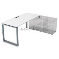 СТП-О.975 Стол рабочий прямолинейный, три опоры - правый (1800-700-750) белый премиум_алюминий матовый рис4