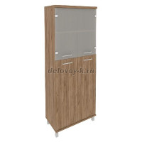 Шкаф высокий широкий (2 средние двери ЛДСП, 2 низкие двери стекло) KST-1.7  801*432*2060 рис1