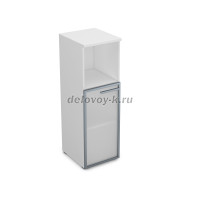 9ПП.017.5 Пенал средний со стеклом и нишей (400-450-1245) , правый белый премиум рис4