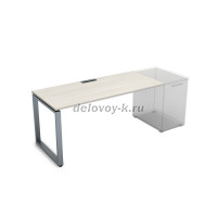 СДТ-О.989 Стол рабочий прямолинейный, приставной (1400-800-750) ivory_алюминий матовый рис3