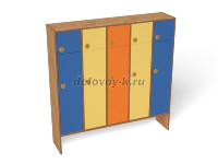 Шкаф 5-ти секционный с антресолью, 1490*320*1500 (каркас бук с разноцветными фасадами, Вариант 2) рис1