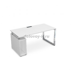 НССБ-О.984 Стол с тумбой под системный блок (1600*800*750) (Белый премиум/Металл глянец) рис1