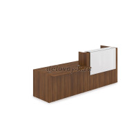 1КРС-КЛ.007.1 Комплект Ресепшн с фартуком HPL 2832-901-1149 с подсветкой_Шамони темный_Белый глянец_1 рис2