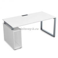 ССБ-О.984 Стол с тумбой под системный блок (1600-800-750) белый премиум_алюминий матовый рис4