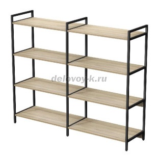 10ССД.4.800 Стеллаж средний двойной 4 полки, широкий (1580*400*1328) рис1