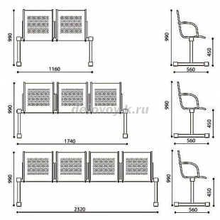 Секция СЕЛЕНА 2-местная с подлокотниками рис2