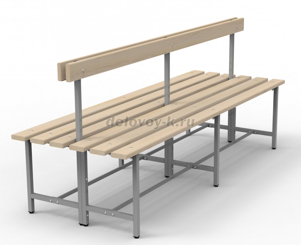Скамья с деревянным настилом СТ-6(2) двойная, со спинкой, с регулируемыми опорами фото 1