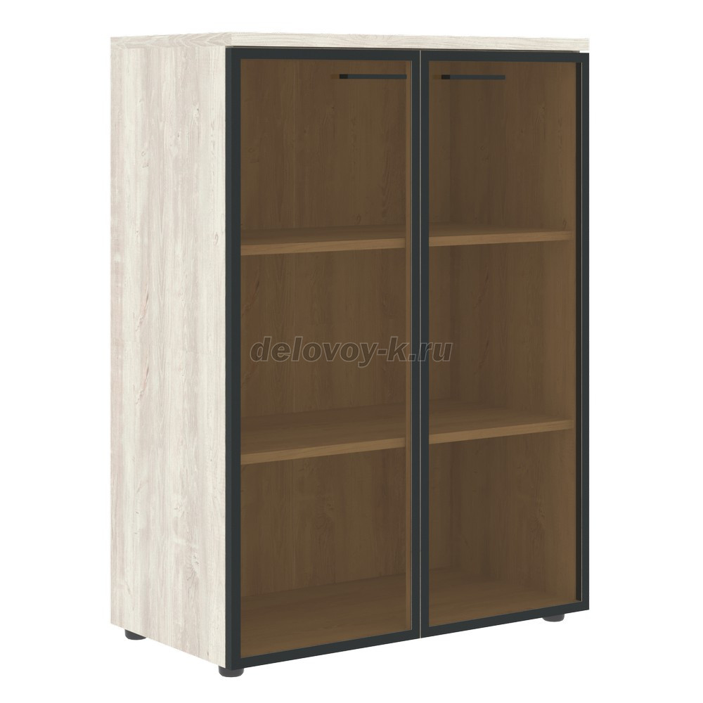 XMC 85.7.1 Шкаф со стеклянными дверьми в металлической рамке с топом 850х410х1165 фото