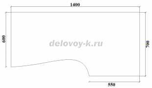 Стол письменный угловой правый ДУ-0.14 пр 1400*700/600*750 рис2