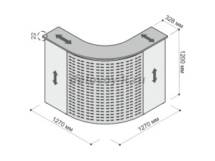Стойка угловая с металлическим экраном 1270х1270х1200 41.08/441.05 рис2