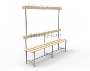 Скамья с деревянным настилом СВТ-6 с крючками, регулируемой опорой 2000х370х1775+10 рис1