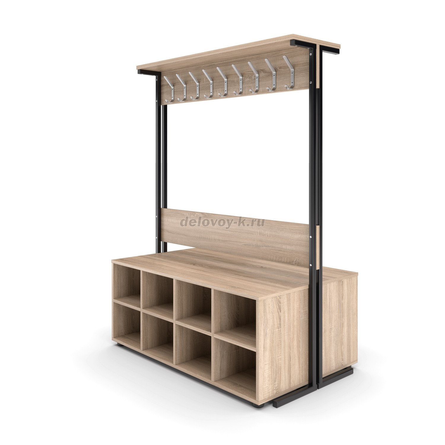 Вешалка 2-сторонняя с тумбой для обуви 1200*720*1600 фото