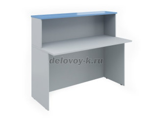 Э-22.4 Стойка ресепшн 1400х670х1160 (Платина/Синий) рис1