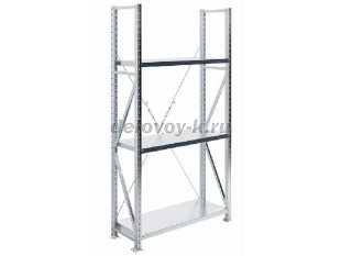 Стеллаж MS U 200/100x40/3 безболтовой среднегрузовой с одной крестовиной жесткости, нагрузка 1000 кг рис1