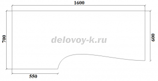 Стол письменный угловой левый ДУ-0.16 лев 1600*700/600*750  рис2
