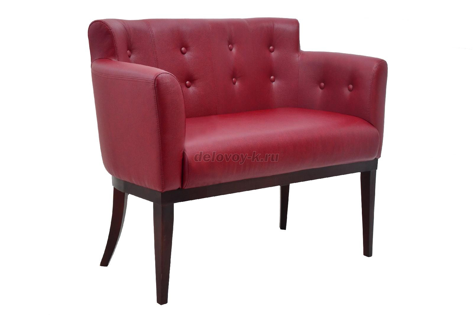 Диван 2-местный с пуговицами и пиковкой с подлокотниками Леонардо C-05/5 фото