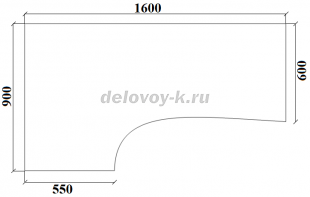 Стол письменный угловой левый ДУ-1.16 лев 1600*900/600*750 рис2
