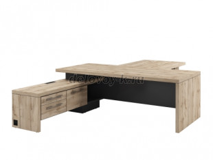 T-822л.1000 Стол руководителя с опорной тумбой (слева) Столешницы 2200*1000, 1150*900. Блок розеток рис1