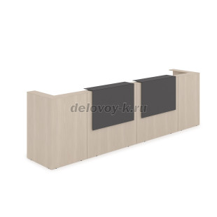 1КР-КЛ.202.1 Комплект Ресепшн с фартуком HPL 3854*749*1149 с подсветкой (Шамони светлый/Графит матовый hpl) рис2