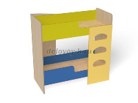 Кровать 2-х ярусная Машенька (каркас бук с разноцветными фасадами, Вариант 2, 1200*600*1400) рис1