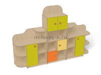 Стеллаж Антошка, 2020*340*1400 (каркас бук с разноцветными фасадами, Вариант 2) рис1