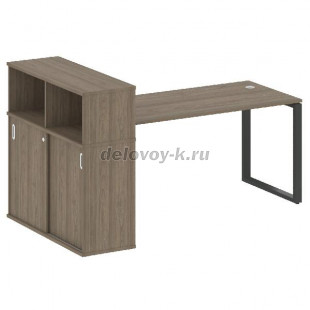 Стол письменный на О-образном м/к с опорным шкафом-купе 2010*1120*1098  БО.РС-СШК-3.4 рис1