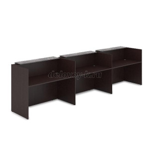 1КР-ДС.003 Комплект Ресепшн с фартуком ЛДСП 4264*762*1161 без подсветки (Венге/Basalt) рис1