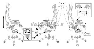 Кресло игровое KNIGHT TITAN ромбики, подголов., крестов. металл рис3