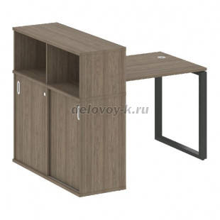 Стол письменный на О-образном м/к с опорным шкафом-купе 1410*1120*1098  БО.РС-СШК-3.1 рис1