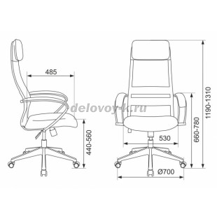 Кресло руководителя Бюрократ CH-608 сетка/экокожа с подголовником, крестовина пластик рис3