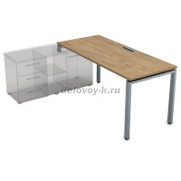 СТЛ-П.995 Стол рабочий прямолинейный три опоры, левый (1800-900-750) teakwood_алюминий матовый рис1