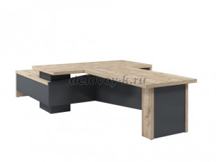 T-920пр.0000 Стол руководителя с опорной тумбой (справа). Стол-цы 2000*1000,1700*900. Без бл.розеток рис1