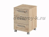 Тумба подкатная. 3 ящика, направляющие скрытого монтажа с доводчиком. Замок на первый ящик. Задняя с