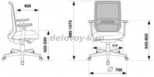 Кресло оператора Бюрократ MC-W611N сетка-ткань рис2