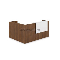 1КР-ДС.102.1 Комплект Ресепшн с фартуком ЛДСП 2344-1777-1161 с подсветкой_Шамони темный_Белый рис1