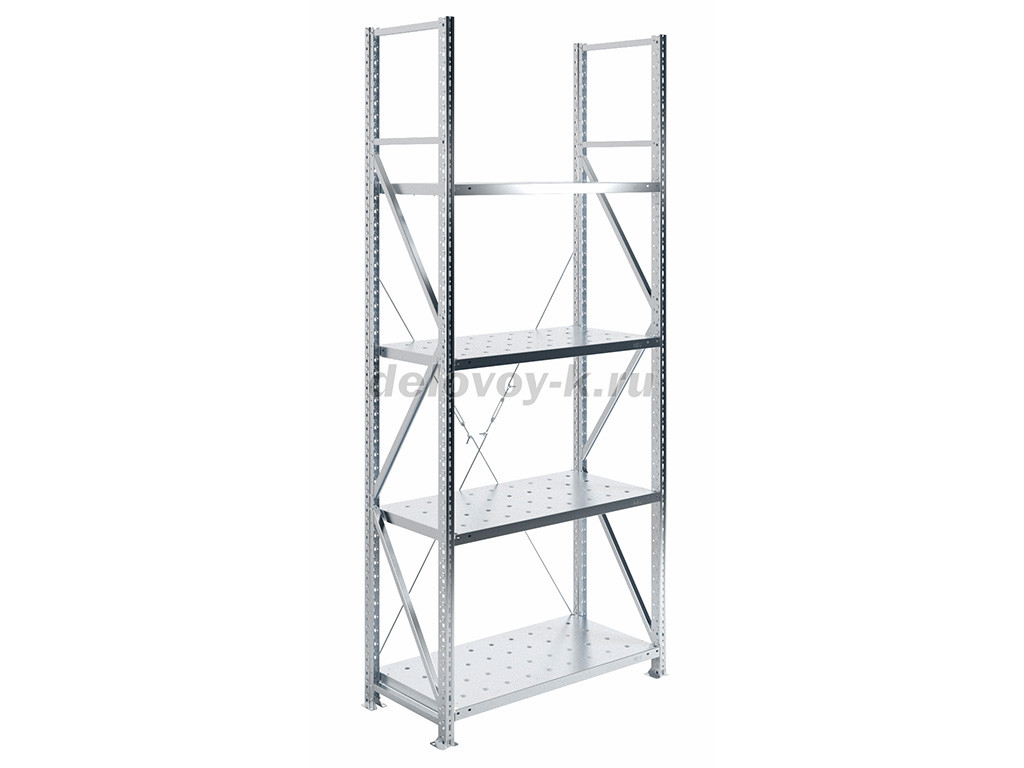 Стеллаж MS U 250/100x50/4 безболтовой среднегрузовой с одной крестовиной жесткости, нагрузка 1000 кг фото 1