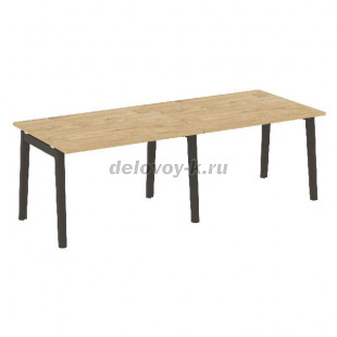 Стол переговорный (2 столешницы), опоры - массив дерева 2360*980*750  OW.PRG-2.2 рис1