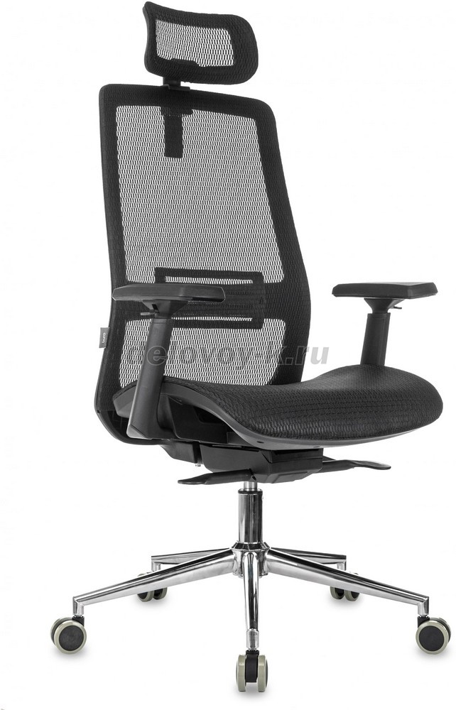 Кресло руководителя Бюрократ MC-912-H сетка, с подголовником, крестовина металл хром фото
