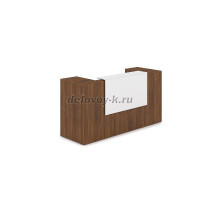 1КРТ-ДС.004.1 Комплект Ресепшн с фартуком ЛДСП 2232-763-1161 с подсветкой_Шамони темный_Белый рис1